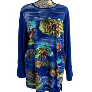 Diane’s essentials western cowboy bling, cotton, women’s large blouse